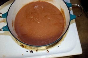 The apple sauce cooking down.
